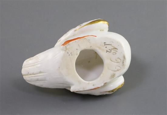 A Rockingham porcelain figure of a mute swan, c.1830, L. 7.3cm